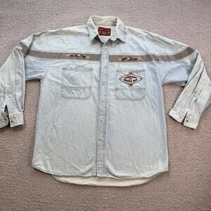 Vintage 90s Bugle Boy Denim Western Shirt Embroidered Company Of Bugle Boy 91 XL